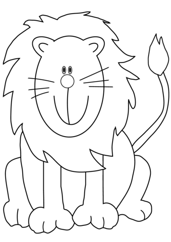 Lovely Cartoon Lion Coloring Page